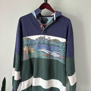 Vintage Ralph Lauren Chaps “Camping” Multicolor Polo